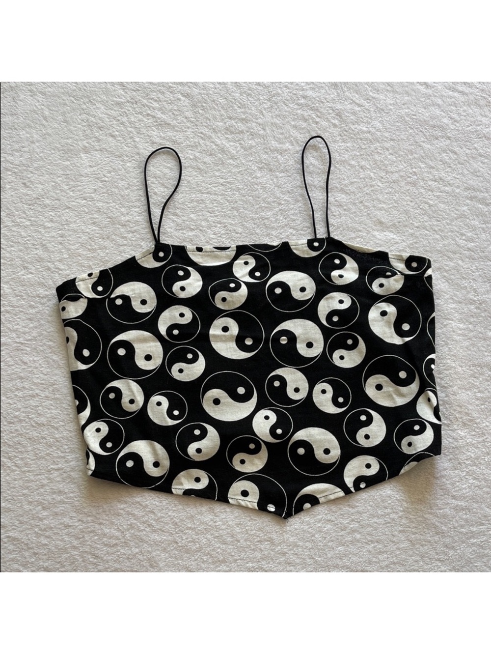 Rue21 Yin Yang Linen Blend Tank Top, Smocked Back, NWT, Women's Large
